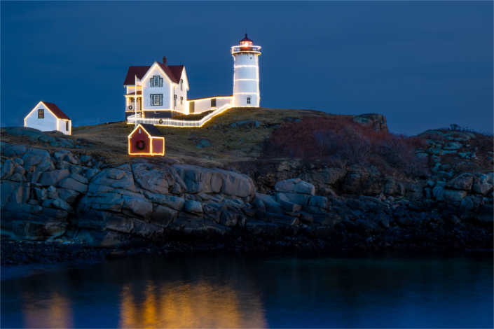 Greeting cards - Lighthouse with Holiday Lights