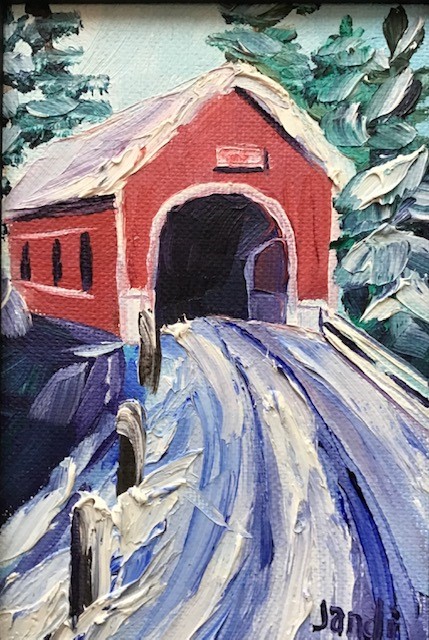 greeting cards - Red Covered Bridge in Winter