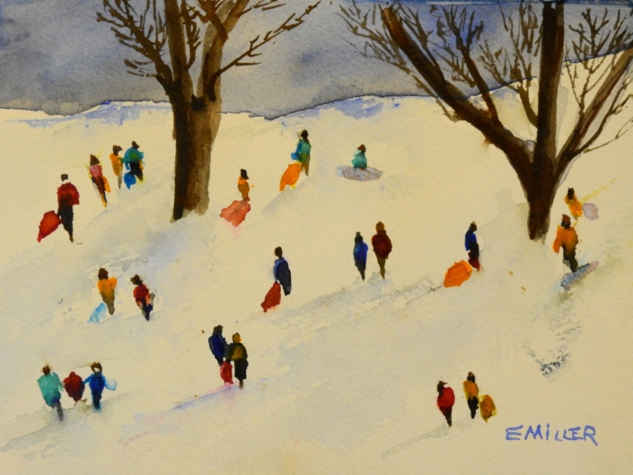 Greeting cards - Sledding in Winter